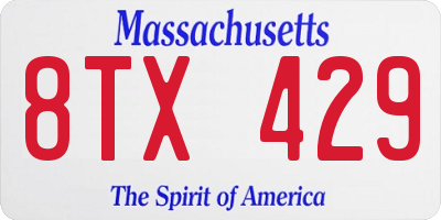 MA license plate 8TX429