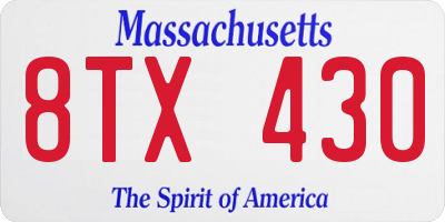 MA license plate 8TX430