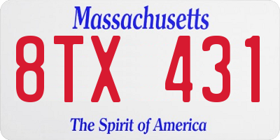 MA license plate 8TX431