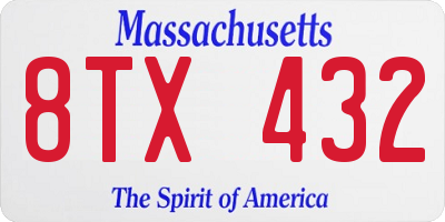 MA license plate 8TX432