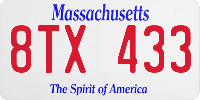 MA license plate 8TX433