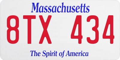MA license plate 8TX434