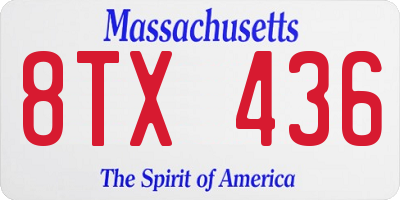 MA license plate 8TX436