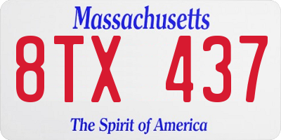MA license plate 8TX437
