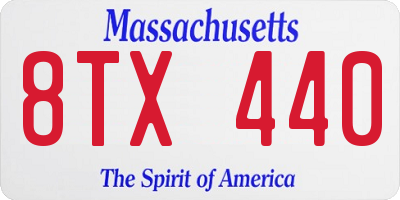 MA license plate 8TX440