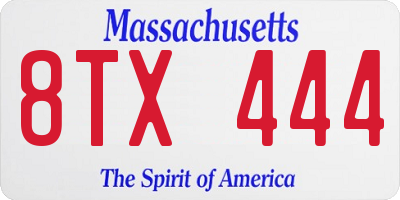 MA license plate 8TX444