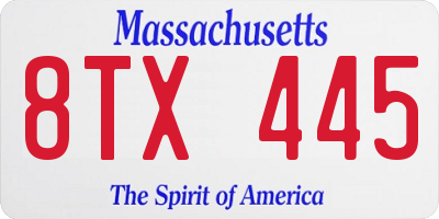 MA license plate 8TX445