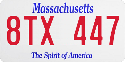 MA license plate 8TX447