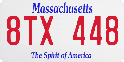 MA license plate 8TX448