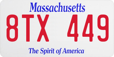 MA license plate 8TX449