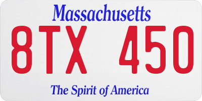 MA license plate 8TX450
