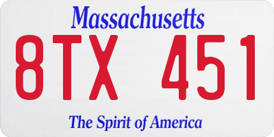 MA license plate 8TX451