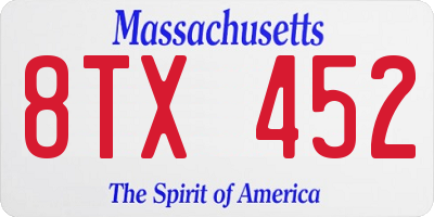 MA license plate 8TX452