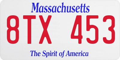 MA license plate 8TX453