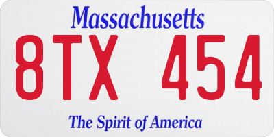 MA license plate 8TX454