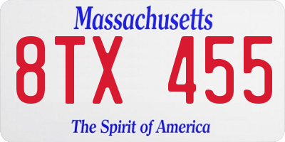 MA license plate 8TX455