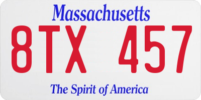 MA license plate 8TX457