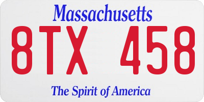 MA license plate 8TX458