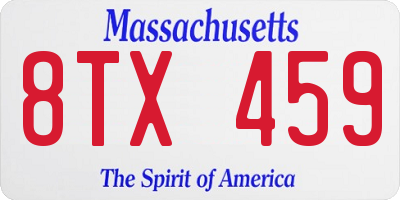 MA license plate 8TX459