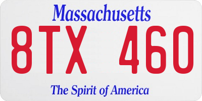 MA license plate 8TX460