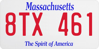 MA license plate 8TX461