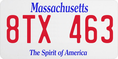 MA license plate 8TX463