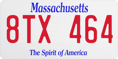 MA license plate 8TX464