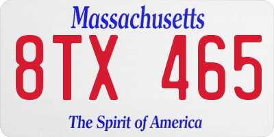 MA license plate 8TX465