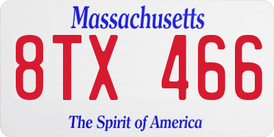 MA license plate 8TX466