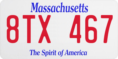 MA license plate 8TX467