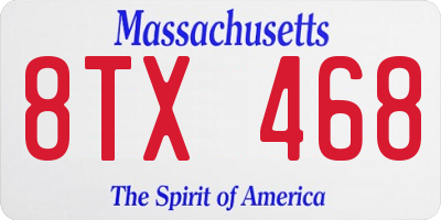MA license plate 8TX468
