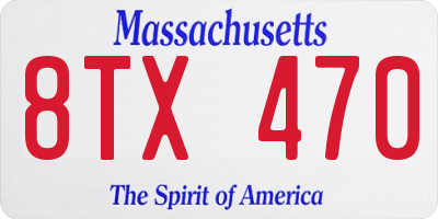 MA license plate 8TX470