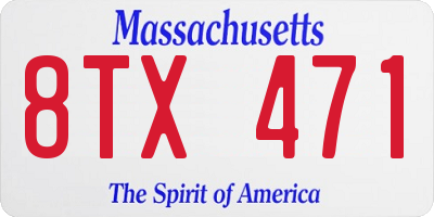 MA license plate 8TX471