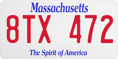 MA license plate 8TX472