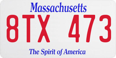 MA license plate 8TX473