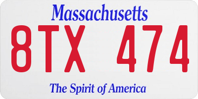 MA license plate 8TX474