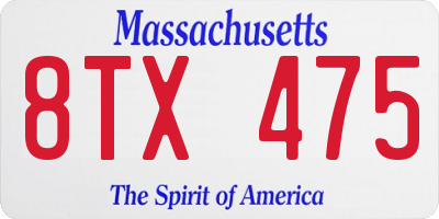 MA license plate 8TX475