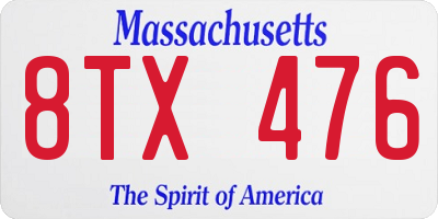 MA license plate 8TX476