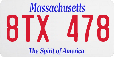 MA license plate 8TX478
