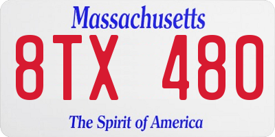 MA license plate 8TX480