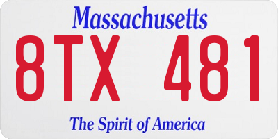 MA license plate 8TX481