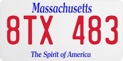MA license plate 8TX483