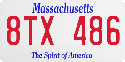 MA license plate 8TX486