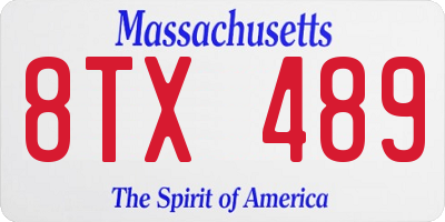 MA license plate 8TX489