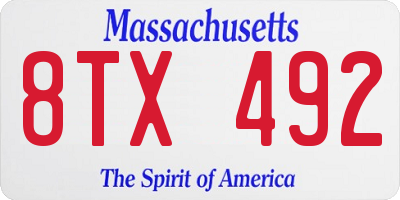 MA license plate 8TX492