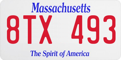 MA license plate 8TX493