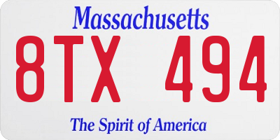 MA license plate 8TX494