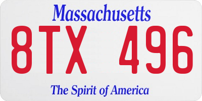 MA license plate 8TX496