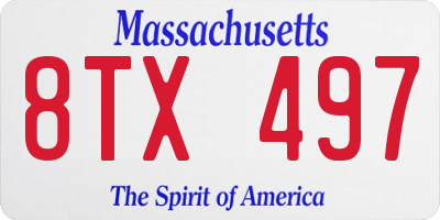 MA license plate 8TX497