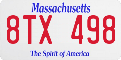 MA license plate 8TX498